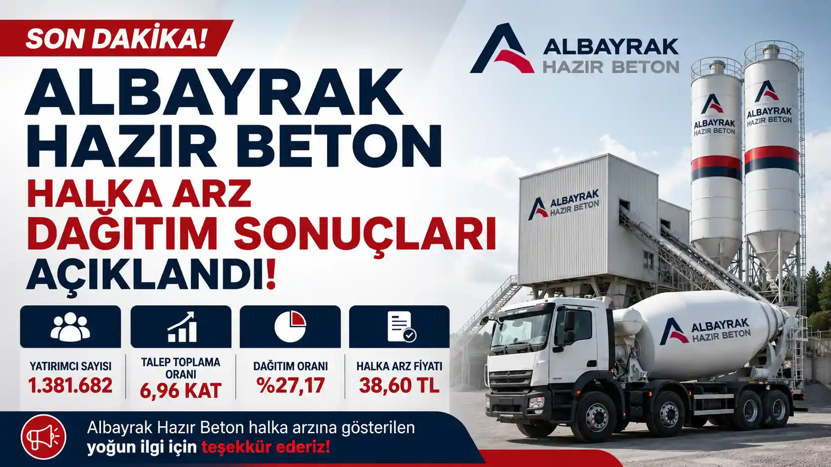 ALBTN Albayrak Hazır Beton halka arz dağıtım sonuçları açıklandı