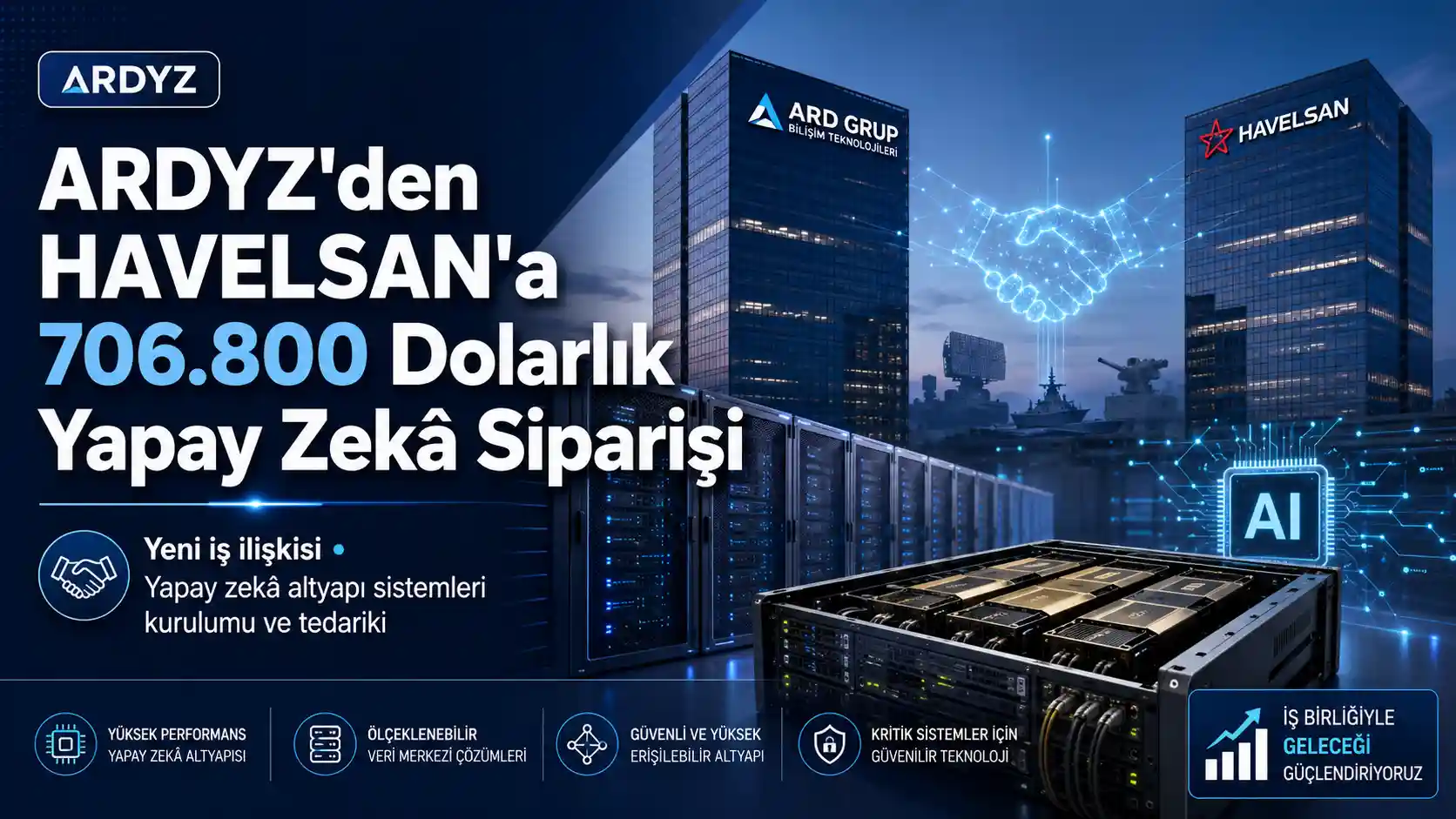 ARDYZ'nin HAVELSAN'dan aldığı yapay zekâ altyapı siparişi