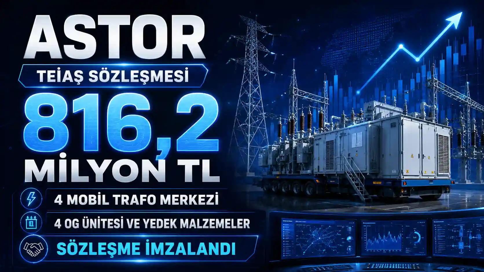 ASTOR TEİAŞ 816 milyon TL mobil trafo sözleşmesi