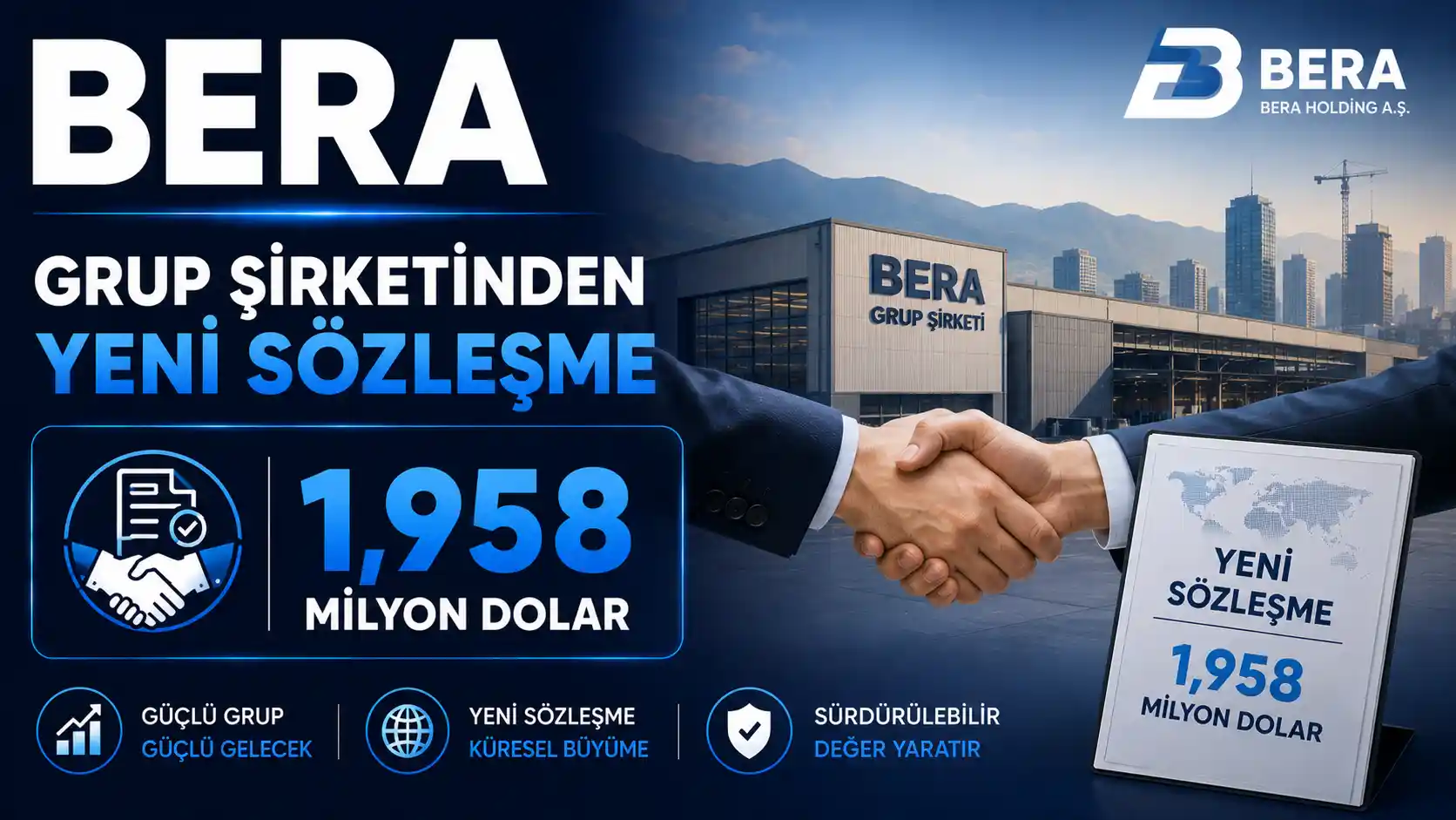 BERA grup şirketi MPG Makine'nin enerji sektöründe imzaladığı yeni sözleşmeyi anlatan haber görseli