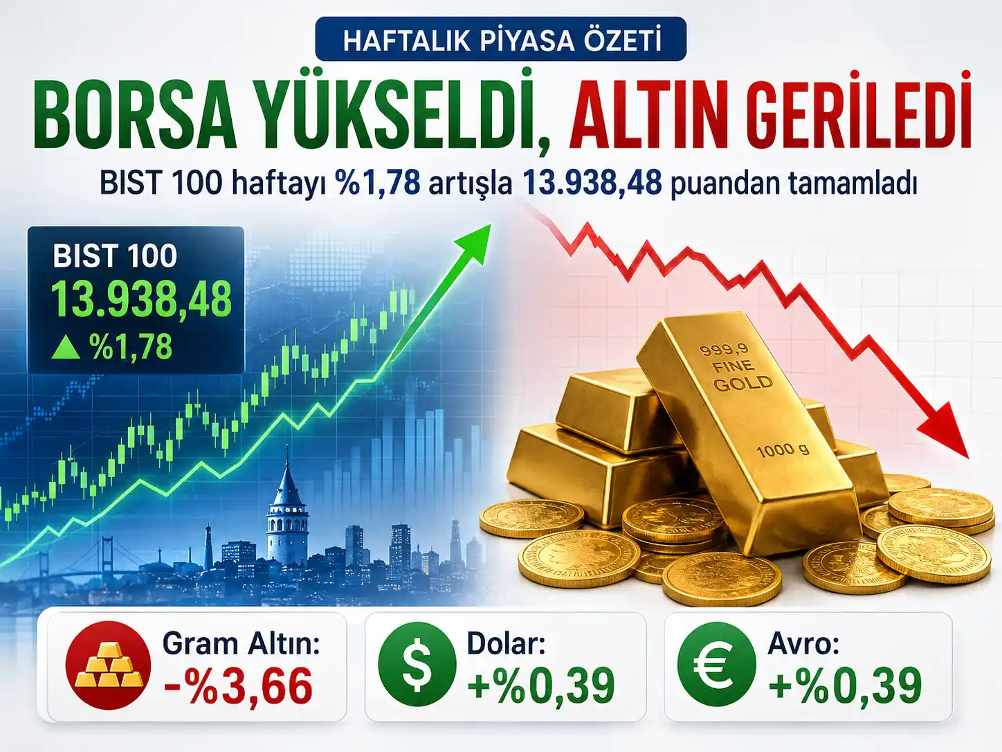 Borsa yükseldi altın düştü haftalık piyasa özeti