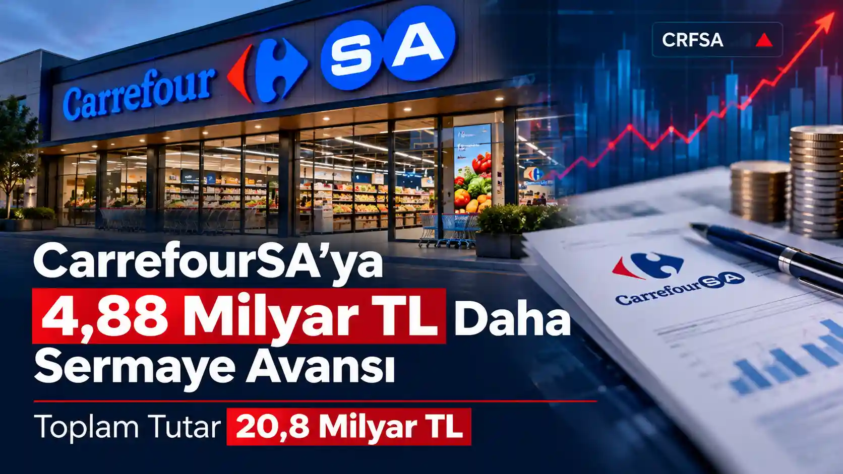 CarrefourSA'nın aldığı 4,88 milyar TL'lik yeni sermaye avansı ve toplam 20,8 milyar TL'ye ulaşan kaynak