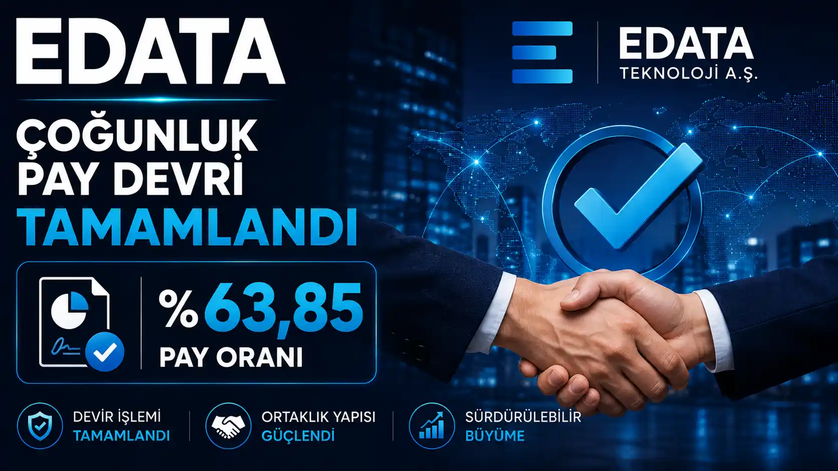 EDATA yüzde 63,85 pay devri tamamlandı ve zorunlu pay alım teklifi süreci başladı