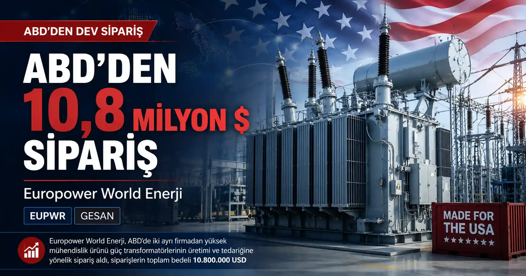 Europower World Enerji ABD güç transformatörü siparişi
