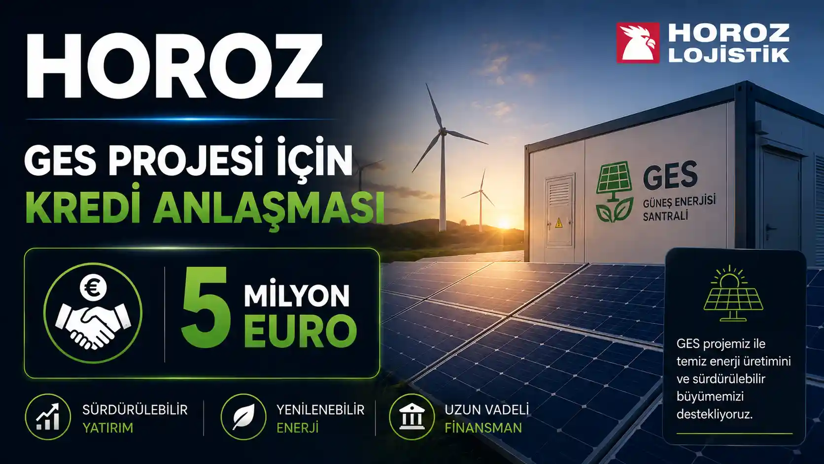 HOROZ Sivrihisar GES projesinin yeşil finansman kredi anlaşmasını anlatan haber görseli