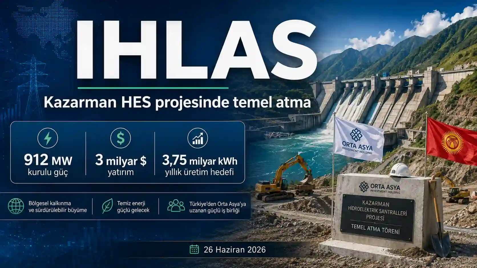 IHLAS Kazarman Hidroelektrik Santralleri Projesi temel atma töreni