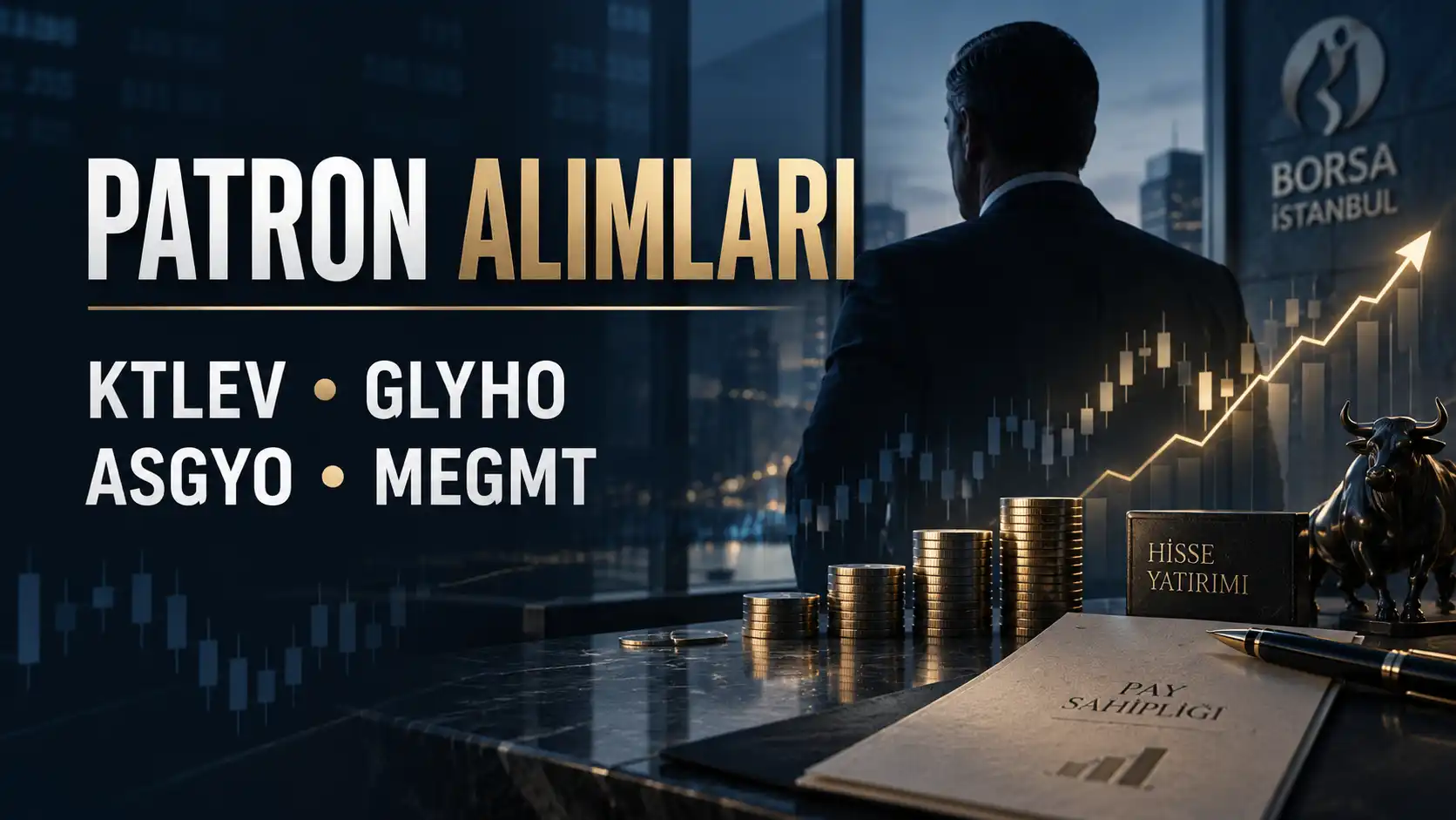 KTLEV GLYHO ASGYO ve MEGMT hisselerinde patron ve ana ortak pay alımları