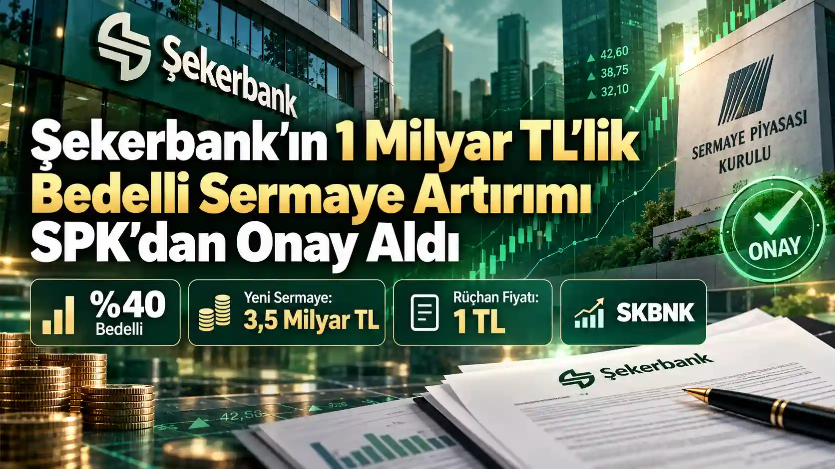 Şekerbank yüzde 40 bedelli sermaye artırımı SPK onayı