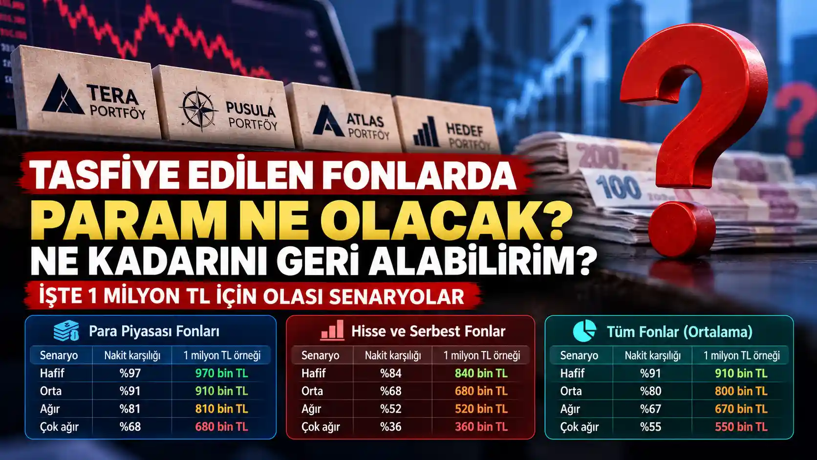 Tasfiye edilen fonlarda 1 milyon TL için olası geri ödeme senaryoları