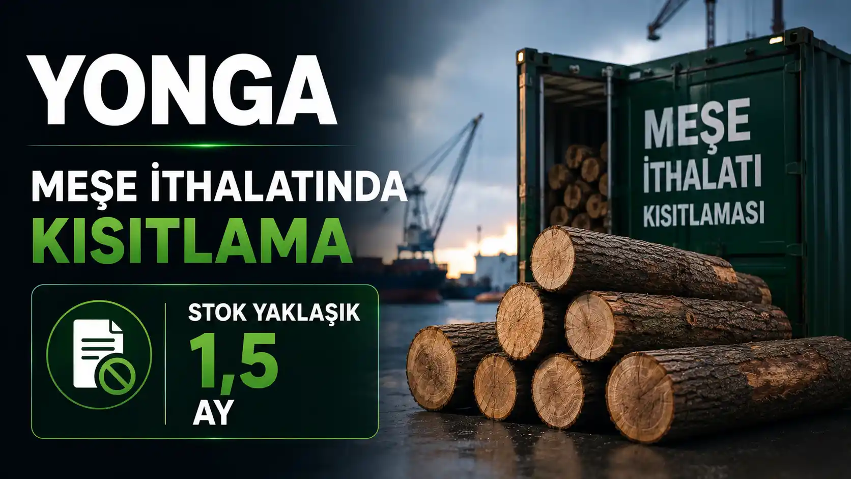 YONGA meşe kereste ithalat kısıtlaması ve 1,5 aylık stok açıklaması